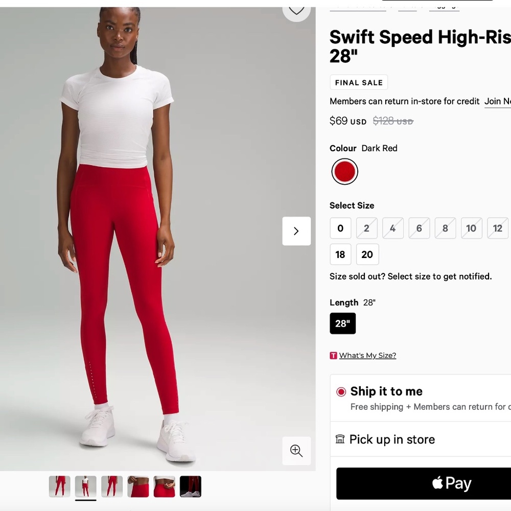 Size 2 Lululemon Swift Speed High-Rise 28'' Unworn